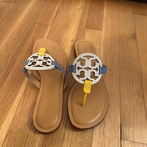 Tory Burch Tan Sandals with White and Yellow Accents